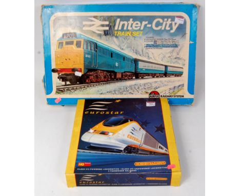A Hornby 'Eurostar' H0 train pack  (G-BFG), an Airfix Intercity set box (BP) containing class 31 diesel, 4 coaches all in ind