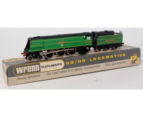 A Wrenn Railways W2266  Southern Malachite green West Country class engine and tender 'Plymouth' with instruction, smokebox i