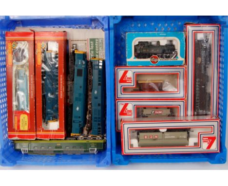 Hornby BR blue 2 class 37, class 29, Airfix class 31, and Lima Deltic Mold BR green diesel locomotives, Airfix 14XX tank engi