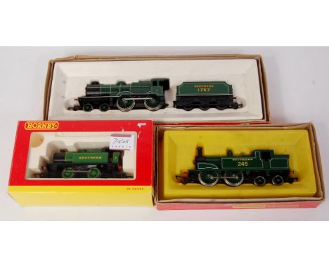 3 Hornby Southern Railway steam locomotives R350 class L1, R868 class M7, and R2439 freelance 0-4-0 tank engine (G-BG)