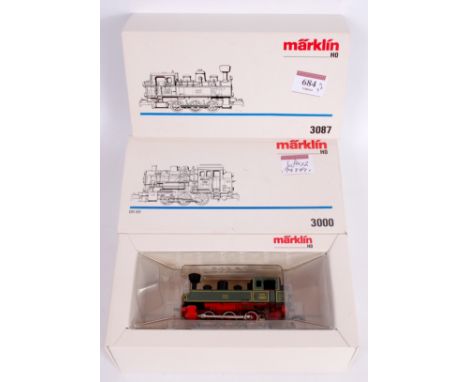 A Marklin H0 3087 KLVM 0-6-0 tank engine, coupling changed for Hornby Dublo type and would benefit from cleaning (G-BG), and 