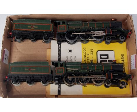Hornby Dublo 3-rail 'Bristol Castle' engine and tender (F-G), another converted for 2 rail running (F-C), together with instr