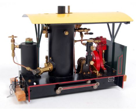 Regner Models gas fired 0-4-0 "Fanny" easy line steam locomotive, comprising of gas tank and filler cap, connected to a verti
