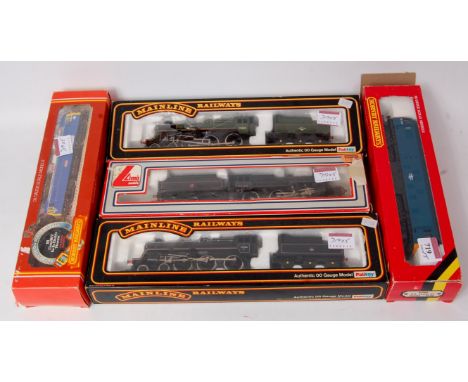 Mainline BR green class 4MT another BR black (G-BG), a Lima BR black Crab 2-6-0 (G-BG) Hornby BR blue class 25 diesel and cla