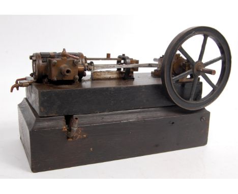 Scratch built, horizontal engine, vintage components, looks prewar with clad single cylinder 1 inch bore x 1 3/4 inch stroke,