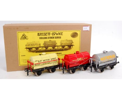 Corgi for Bassett Lowke set of 3 Private Owner Tank Wagons, comprising of National, Shell and BP Motor Spirit (NM-BG)