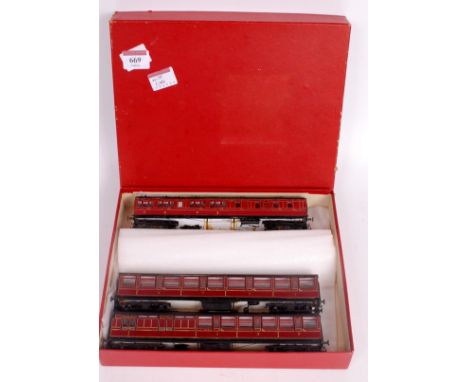 3 kit built coaches from PC Models, Midland clerestory brake 3rd, LMS composite and brake 3rd, all with scale wheels and scre