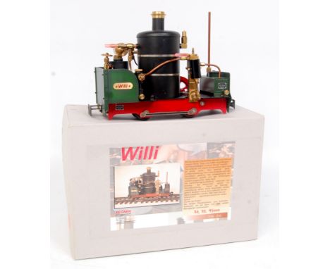 Regner Models De Winton 0-4-0 Locomotive, titled "Willi", gas fired example comprising of gas tank with filler and take off, 