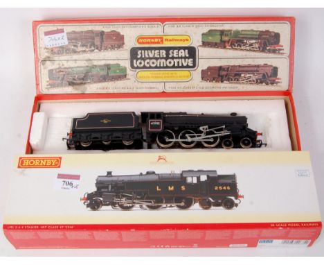 A Hornby R859 BR lined black class 5MT engine and tender (G-BG) sold with R2635 Stanier 4MT tank engine LMS black 2546 (GNM-B