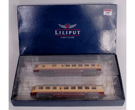 A Liliput Bachmann H0 2 car electric railcar DRG maroon/cream  (G-BF)