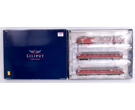 A Liliput by Bachmann H0 DB maroon 3 car VT06 diesel electric railcar with instructions (NM-BG) DCC ready