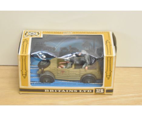 A 1974 Britains model, 9785 Afrika Korps Scout Car, in original window display box with card insert, appears unused