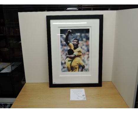 A Washington Green Fine Art Limited Edition Print, Pele, World Cup Final 1970, 89/225, bearing pencil signature, 46cm x 30cm,