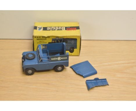 A Budgie die-cast, No 278 RAC Radio Rescue, in blue with Decals present, grey hubs and black tyres, damage to the roof, all p