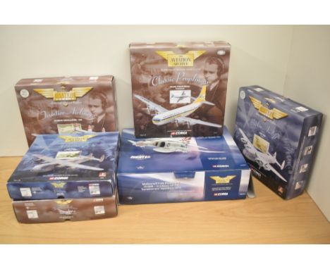 Six Corgi Aviation Archive die-casts, 1:44 scale Limited Edition 48106 Boeing Stratocruiser, 1st Issue 47201 Avro York, 44720