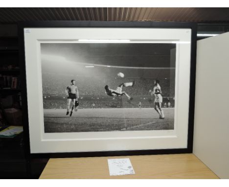 A Washington Green Fine Art Limited Edition Print, Pele, Bicycle Kick, 89/95, bearing pencil signature, 60cm x 90cm, speciall