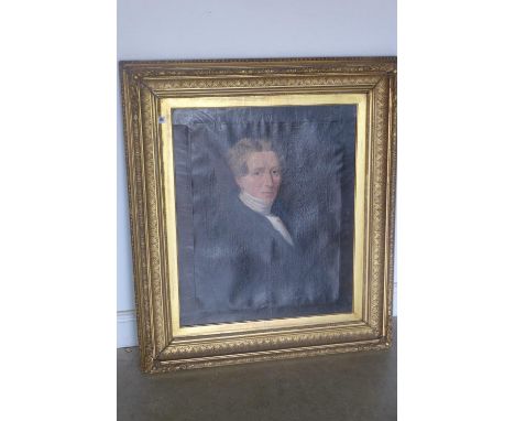 A 19th century oil on canvas portrait of a gentleman in a heavy gilt frame, 107cm x 93cm 