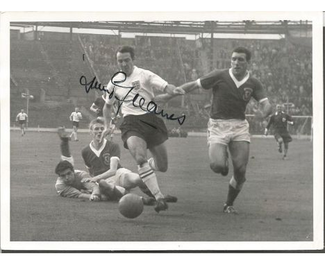 Jimmy Greaves signed 8x6 b/w football photo. former England international footballer who played as a forward. He is England s