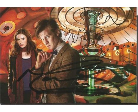 Matt Smith signed 6x4 colour Dr who postcard. English actor. He is best known for his role as the 11th incarnation of The Doc