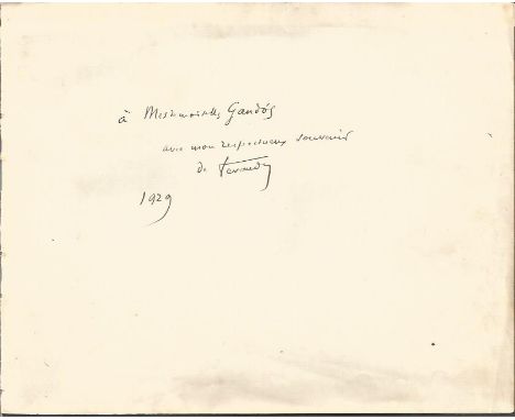 Franz von Vecsey composer signed 1929 autograph album page. He was a Hungarian violinist and composer, who became a well know