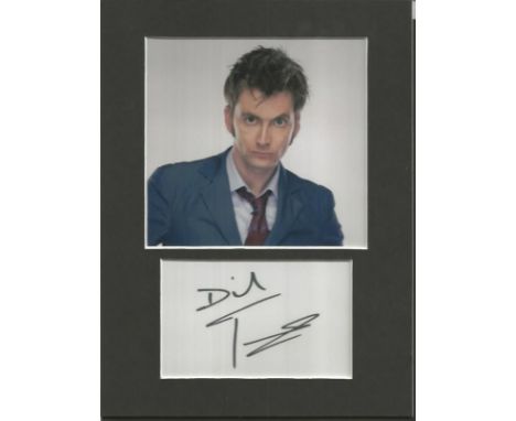 David Tennant signature piece below colour photo. Mounted to approx. size 8x6. Scottish actor and voice actor. He is best kno