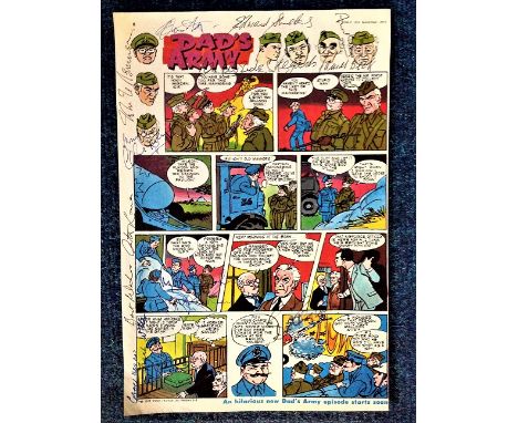 Dads Army signed storyboard. Signed by 11 including Frank Williams, Edward Sinclair, John le Mesurier, Clive Dunn and others.