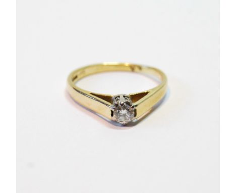 Diamond solitaire ring with brilliant, approximately .25ct, in 18ct gold, 1981. Condition Report Size K½, 2.4g.