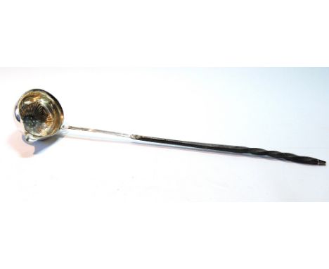 Georgian silver toddy ladle, fluted and beaded with baleen handle, c. 1800.