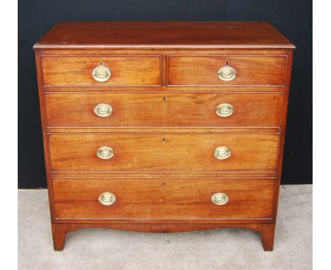 Early 19th century mahogany chest with five drawers, on bracket feet, 99cm high and 104cm wide.