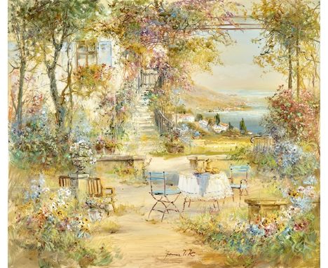 Janez. J. Knez. 1937 Slowenien.  Sign. Frühling im Tessin. Öl/Lwd. 60 x 70 cm. R