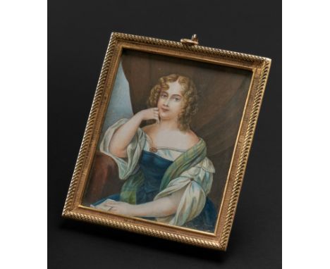 Portrait einer jungen Frau. Wiener Portraitist, Mitte 19. Jh. 9 x 7,2 cm Gl/R.