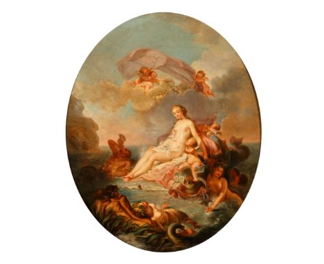 Francois Boucher  1703 - Paris - 1770. In der Nachfolge. Triumph der Galatea. Die schöne Nereide von Delphinen getragen, von 