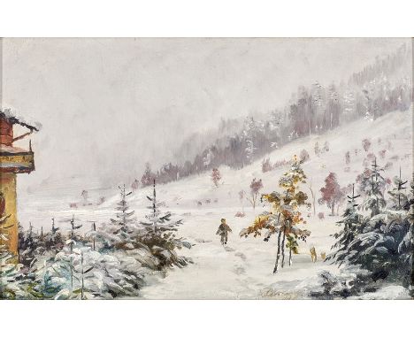 Ludwig Correggio. 1846 - München - 1920. Stud. a.d. Münchner Akademie. Sign. Verso beschriftet Hinterriß im Schnee. Öl/Ktn. 1