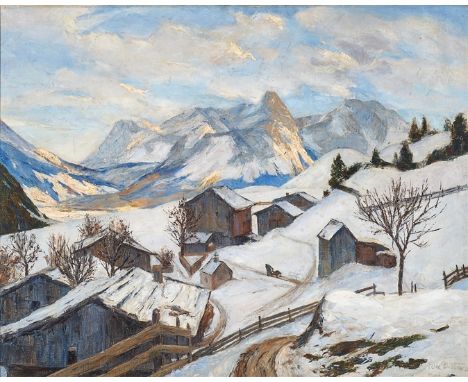 Felix Dittmar. 1901 München - vermisst. Studierte a.d. Kunstakademie München. Sign. verso bet. Obergurten Tirol "Föhn". Prach