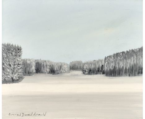 Conrad David Arnold. 1941 Weingarten - dort auch tätig. Sign. Verso dat. 1992 bet.: Winterwand. Öl/Platte. 10 x 12 cm R