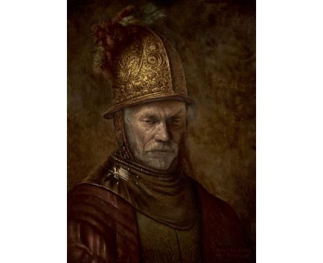 Friedrich Albin Koko-Mikoletzky. 1887 Pitsum - 1981 Wien. Sign. und bet. nach Rembrandt. Der Mann mit dem Goldhelm. Öl/Lwd. 6