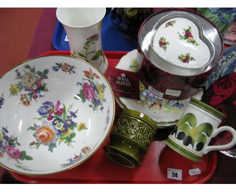 Caverswall Fruit Bowl, Royal Albert heart shaped trinket box, other ceramics:- One Tray