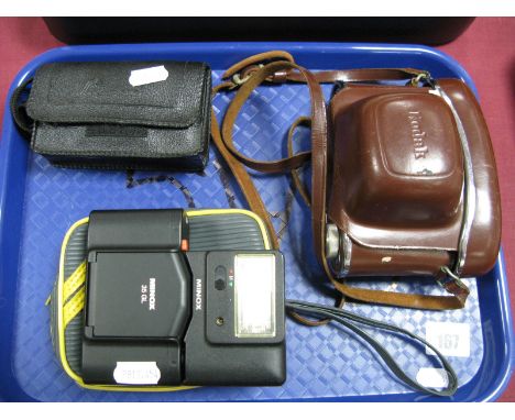 Three Film Cameras, comprising of Minox 35GL camera and flashgun, Kodak retinette 1B, pocket Fujica 350 flash. 