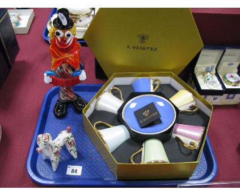 The Royal Collection; A Set of Twelve Harlequin Bone China Tea Cups and Saucers, inspired by the guilloche enamelling of Carl