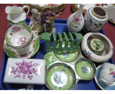 Poole Pottery Vase and Bowl, Astoria Hors D'oeuvre's, Paragon, Hollohala, Coalport and other ceramics:- One Tray