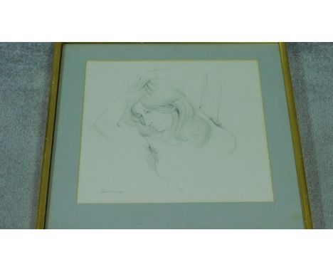 A framed and glazed pencil sketch by Irish artist John Skelton (1925 Co. Armagh ? 2009). Depicting a female nude. Signed and 