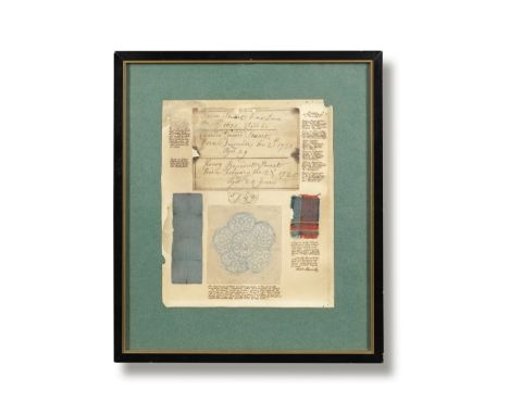 JACOBITE INTEREST: A FRAMED ARRANGEMENT OF RELICSComprising a rare admission ticket in the form of an engraved Jacobite rose,