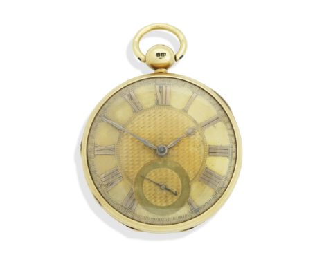 AN 18CT GOLD OPEN FACE POCKET WATCH, JAMES HOWDEN, EDINBURGHMovement no 5247, London hallmarksThe circular engine-turned gilt