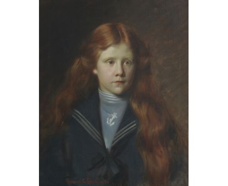 Herman Gustave Herkomer (American,1862 - 1935)Portrait of Aileen Wemyss Syme (nee Crane) of Braemar, bust-length, wearing a s