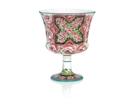 A WEMYSS BUTE VASEDecorated by Karel Nekola, the bowl with a rose saltire on a rose ground, the circular base with black grou