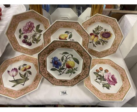 6 Spode cabinet plates No 1-6 in a series