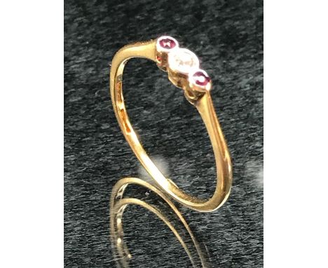 9ct Gold Ruby and Diamond ring 