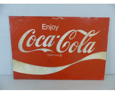 Large vintage Coca-Cola metal advertising sign. Approx. dimensions 168cm x 113cm 