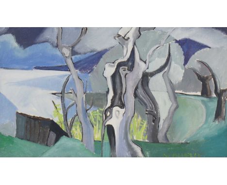 *Nommie Durell (1905-1989)Landscape, c.1950signed 'N DURELL' l.r., oil on canvas46 x 77cmExhibited: Sally Hunter Fine Art, Lo