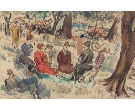 *Nina Hamnett (1890-1956)'Hampstead'signed 'Nina Hamnett', inscribed as titled and dated 1934 l.l., pencil, pen and ink and w